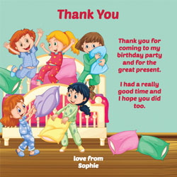 girls pajama party thank you cards