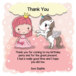 princess and unicorn thank you cards