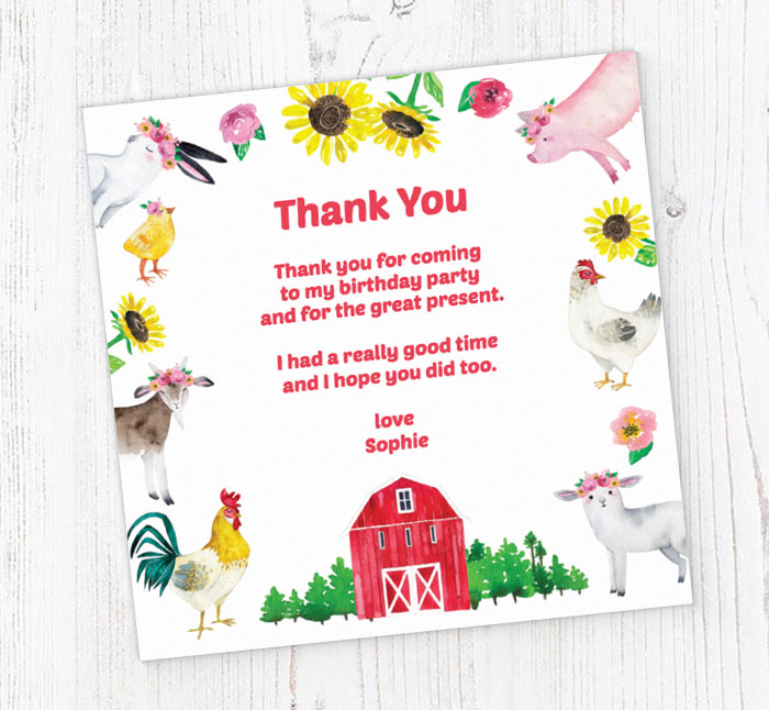 Farm Animals Thank You Cards | Personalise Online Plus Free Envelopes |  Putty Print