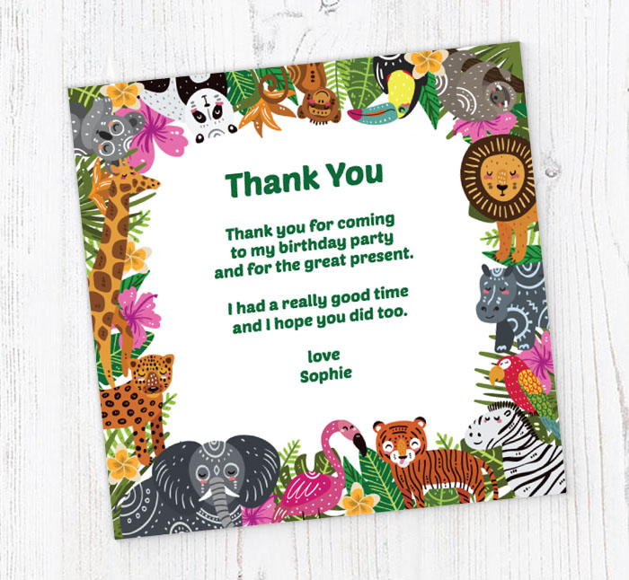 wild animals thank you cards