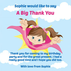 girls superhero personalised thank yous