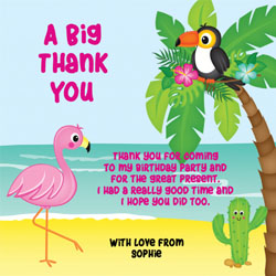 flamingo and toucan thank you cards