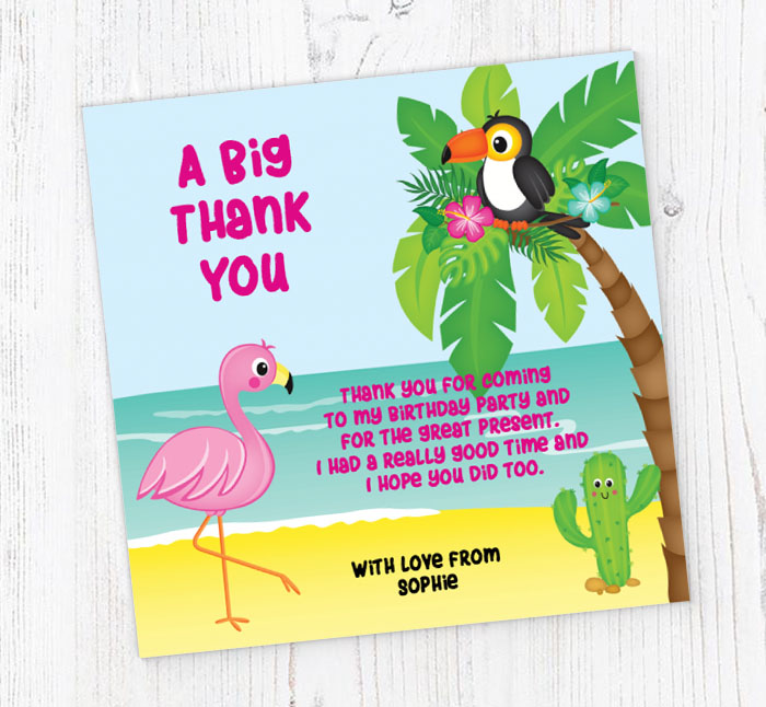 flamingo and toucan thank you cards