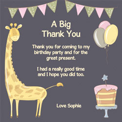 giraffe party thank you cards