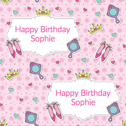 pink princess wrapping paper