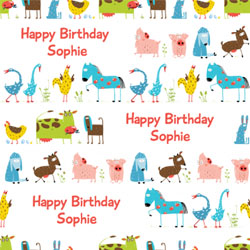 farmyard animal wrapping paper