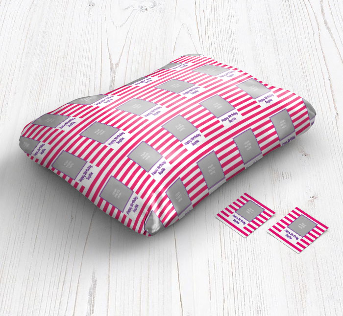 pink striped photo wrapping paper