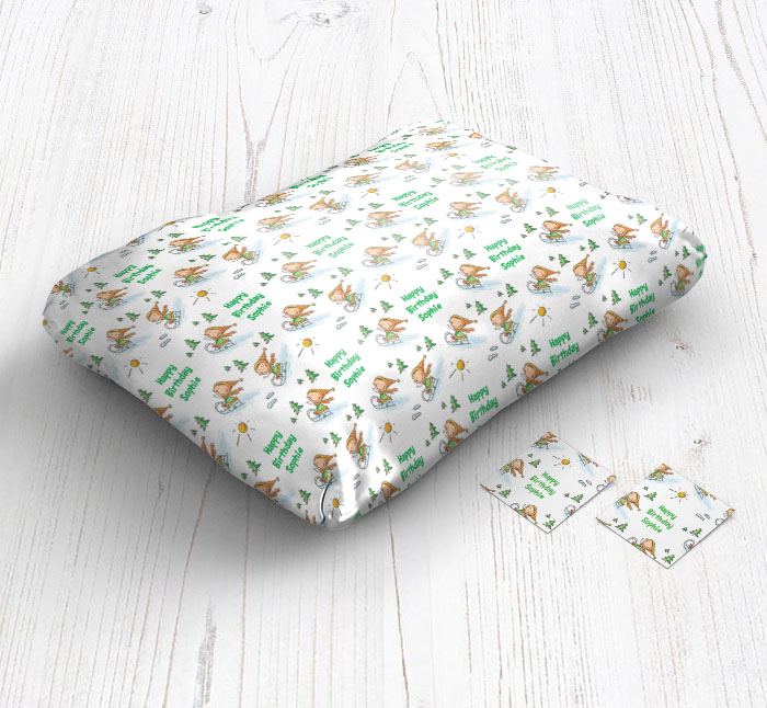 girl sledging wrapping paper