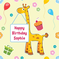 giraffe with sign wrapping paper