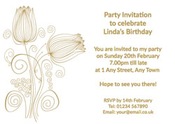 gold foil tulips party invitations