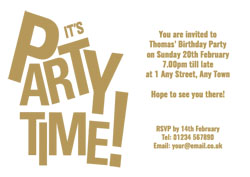 gold foil party time invitations