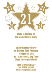 21st gold foil stars party invitations