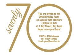 70th gold foil party invitations