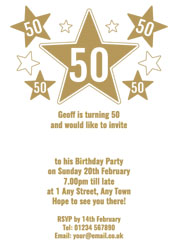 50th gold foil stars party invitations