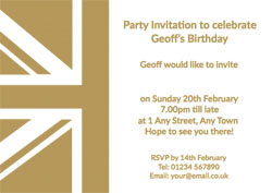 gold foil union jack party invitations