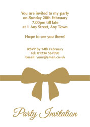 gold foil bow party invitations