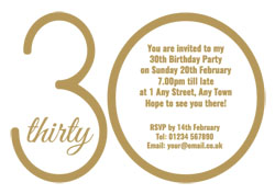 30th gold foil party invitations