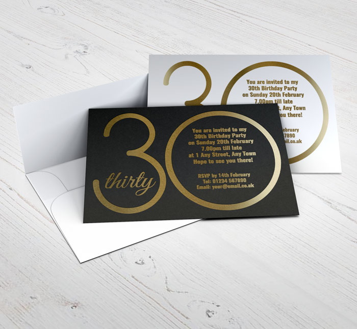 30th gold foil party invitations