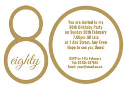 80th gold foil party invitations