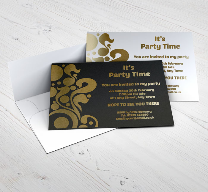 gold foil lava party invitations