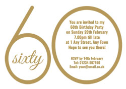 60th gold foil party invitations