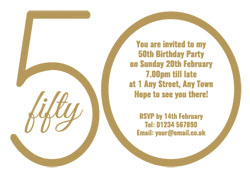 50th gold foil party invitations