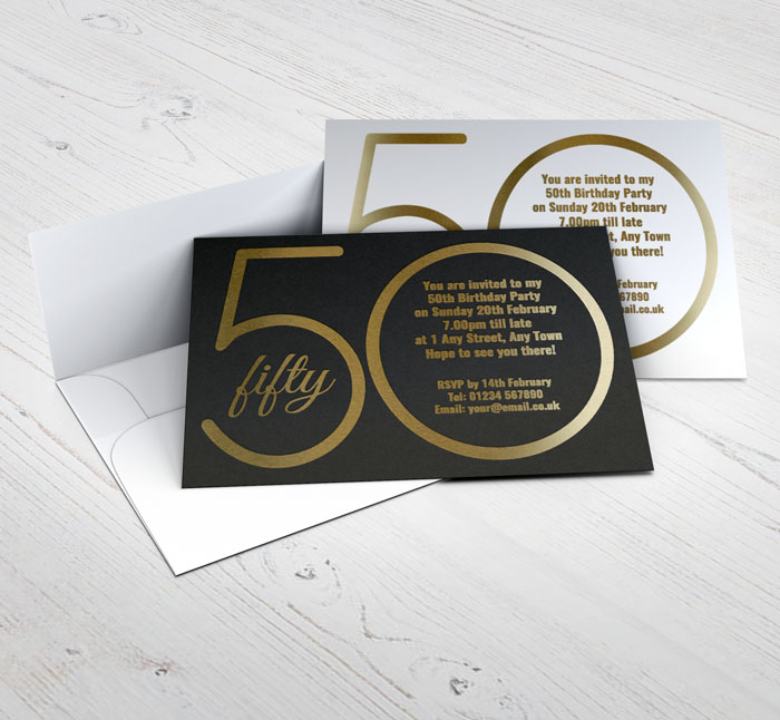 50th gold foil party invitations