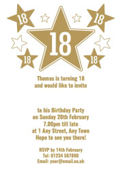 18th gold foil stars party invitations
