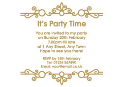 gold foil vintage party invitations