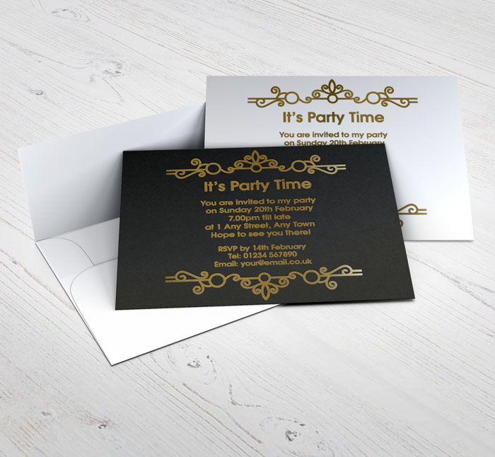 gold foil vintage party invitations