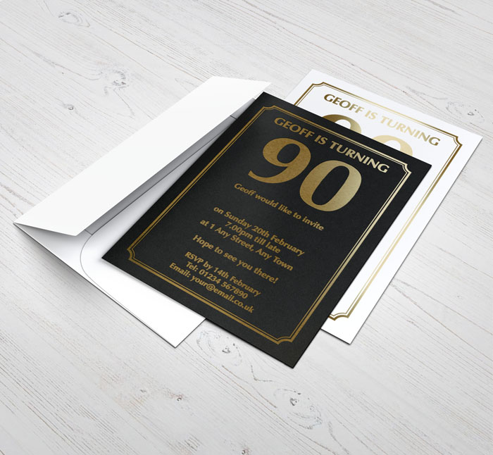 gold foil border party invitations