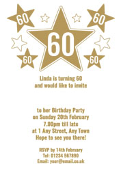 60th gold foil stars party invitations