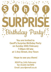 gold foil surprise party invitations