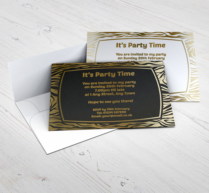 gold foil leopard skin invitations