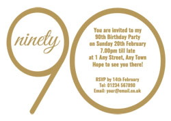 90th gold foil party invitations