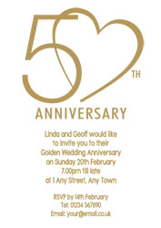 50th gold foil heart invitations