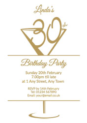 gold foil cocktail glass 30th invitations