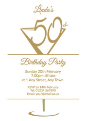 gold foil cocktail glass 50th invitations