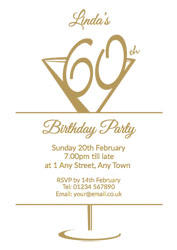 gold foil cocktail glass 60th invitations