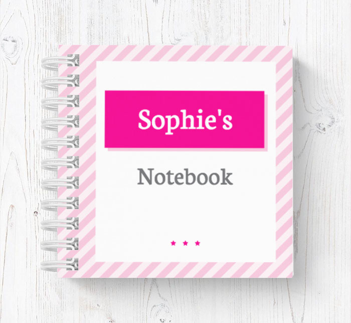 pink stripes mini notebook