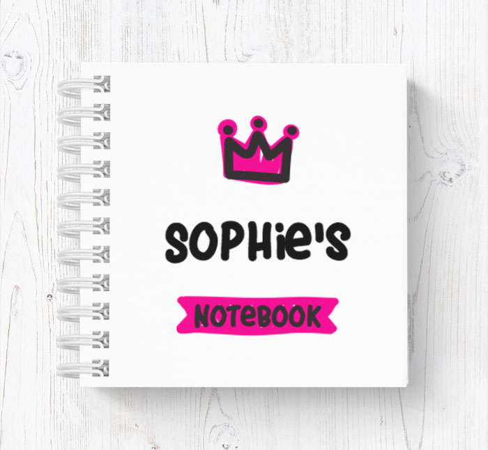 pink crown mini notebook