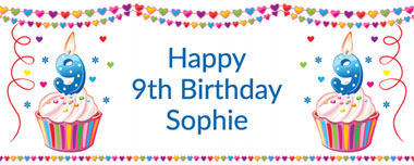 9th birthday party banner