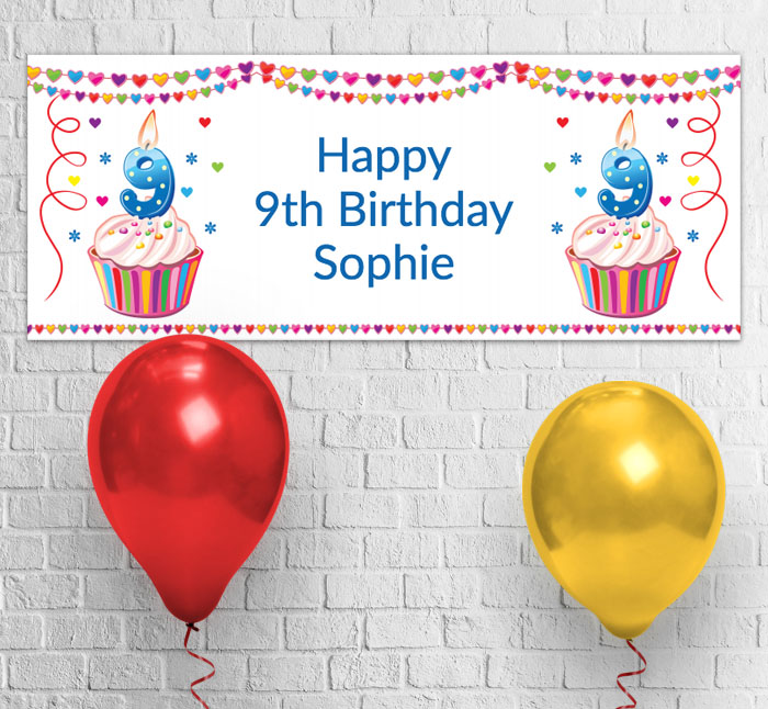 9th birthday party banner
