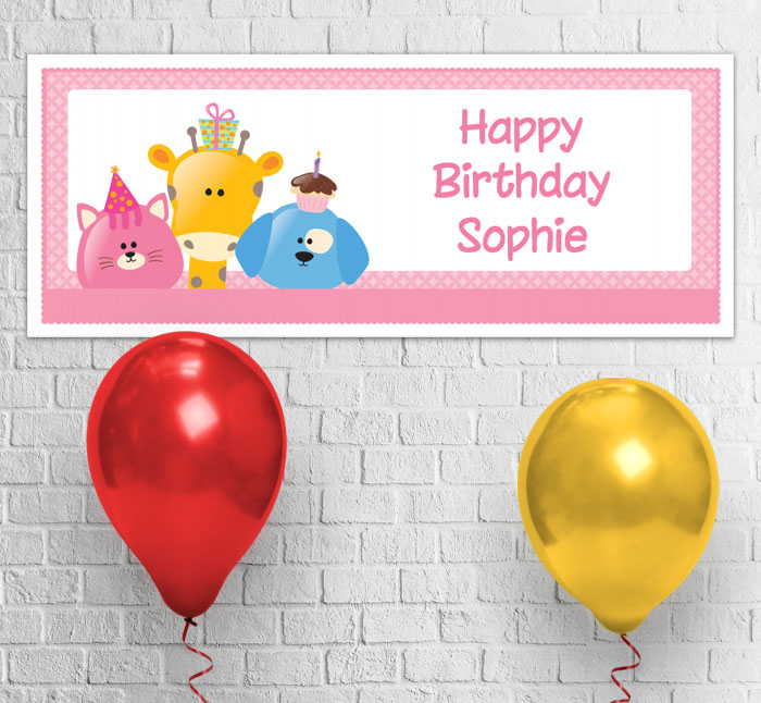 cartoon animals party banner