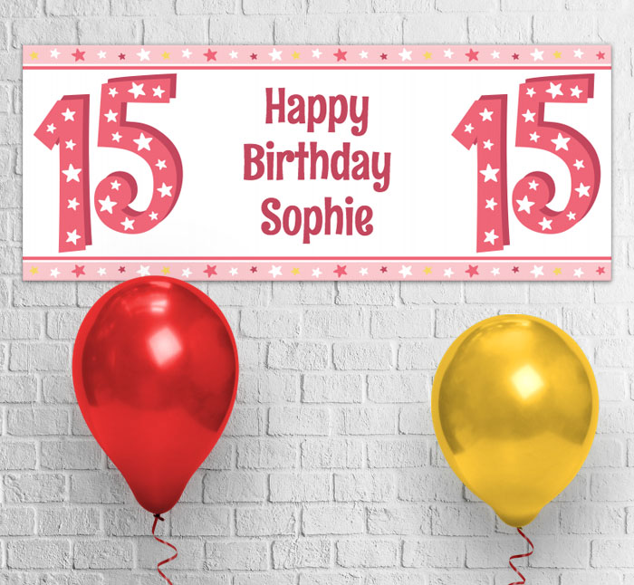15th Stars Birthday Party Banner Personalise Online Plus Free