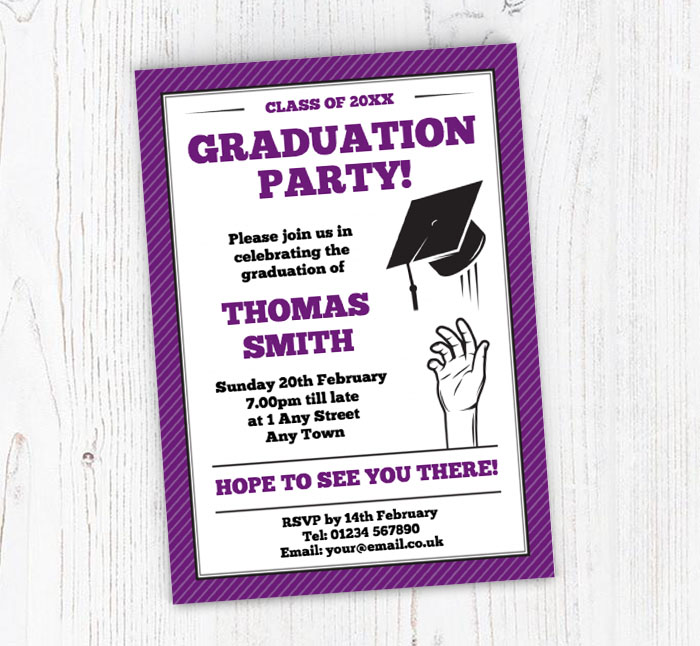 purple graduation invitations