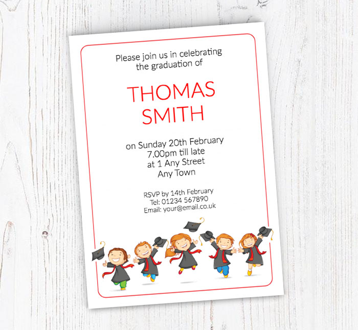 leaping graduates party invitations