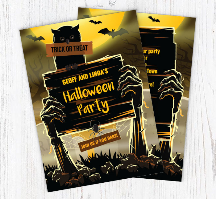zombie hands party invitations