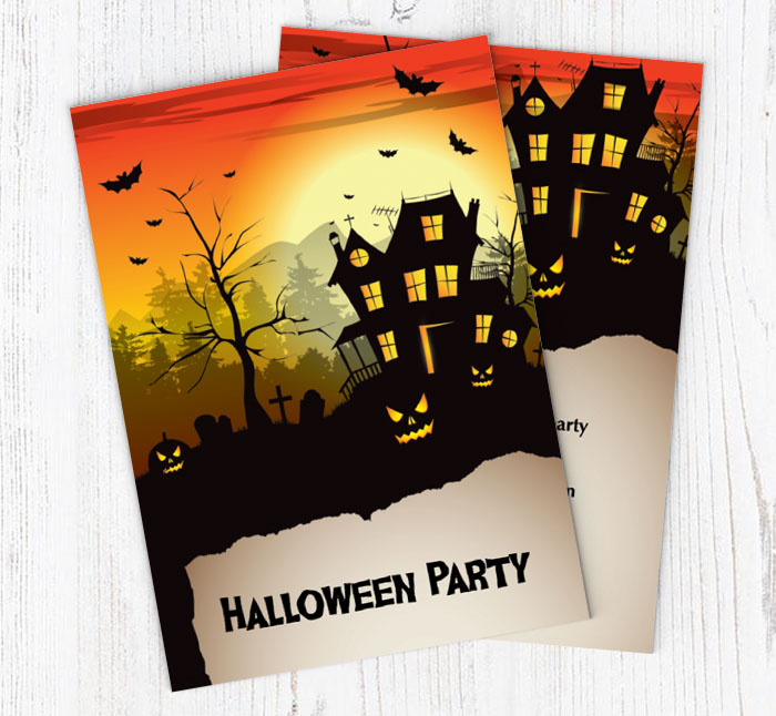 house and tombstones invitations