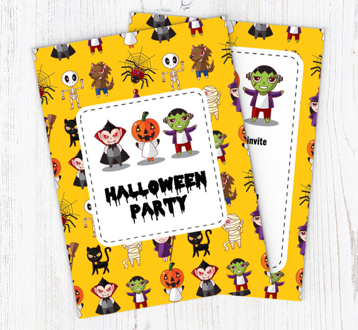 halloween characters invitations